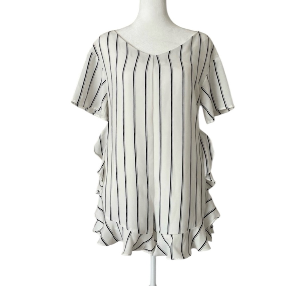 Snidel Romper Ruffle Sleeve Striped open crossbody back Women’s 0